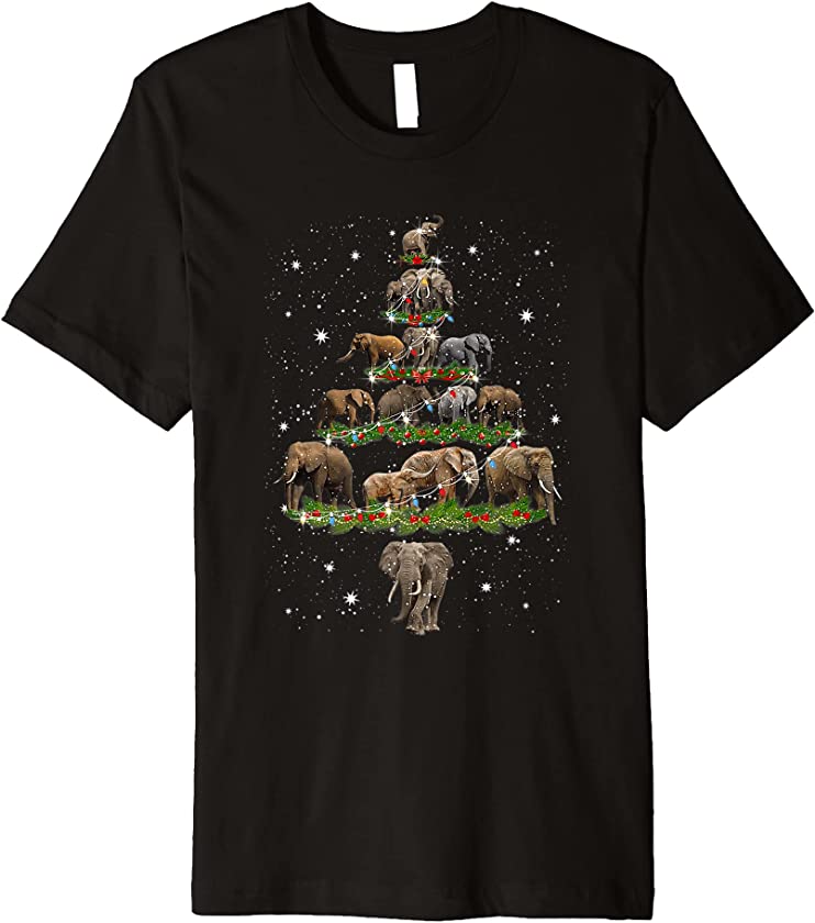 Xmas Tree Lights Santa Elephant Christmas Costume Holiday Premium T-Shirt