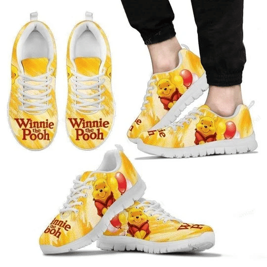 Pooh Winnie The Pooh Print Sneakers Ver3, Women’S Sneakers, Handmade Crafted Sneaker White Shoes Birthday Gift Fashion Fly Sneakers