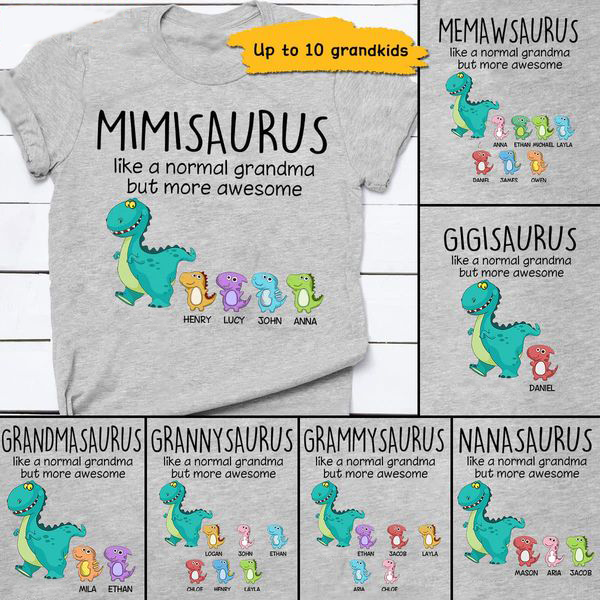 Personalized Shirt Grandmasaurus Grandkids