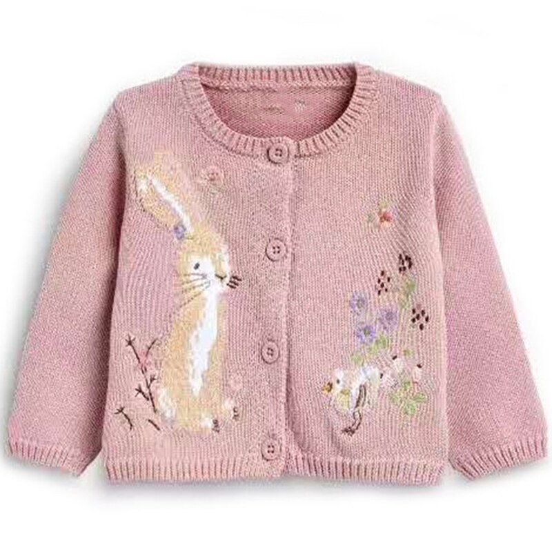 TUONXYE Toddlers Green Flowers Rabbit Baby Knitted Cardigans Girls Winter Clothes Children’s Sweaters 2-7 years alx