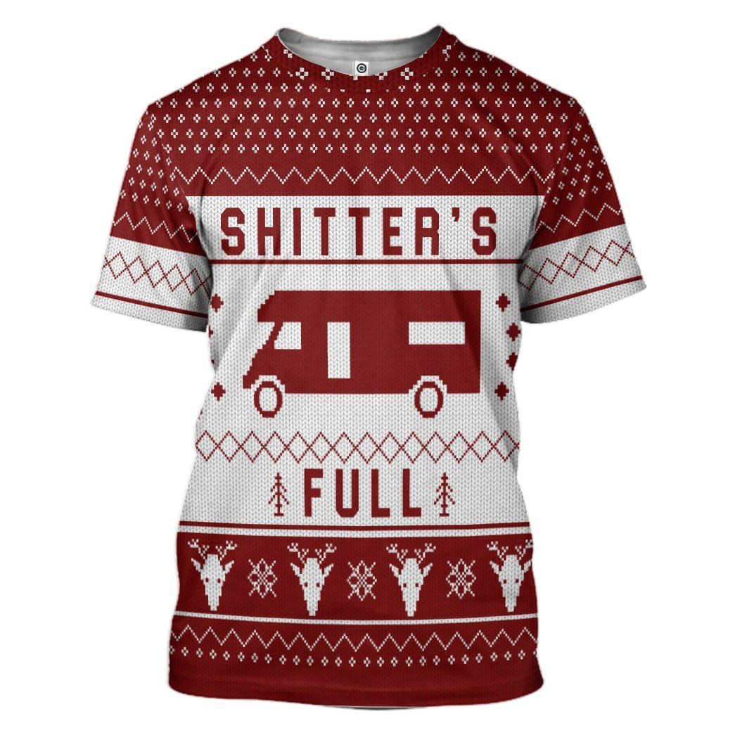 Casespring 3D Shitters Full Ugly Christmas Sweater Red Custom Tshirt Apparel