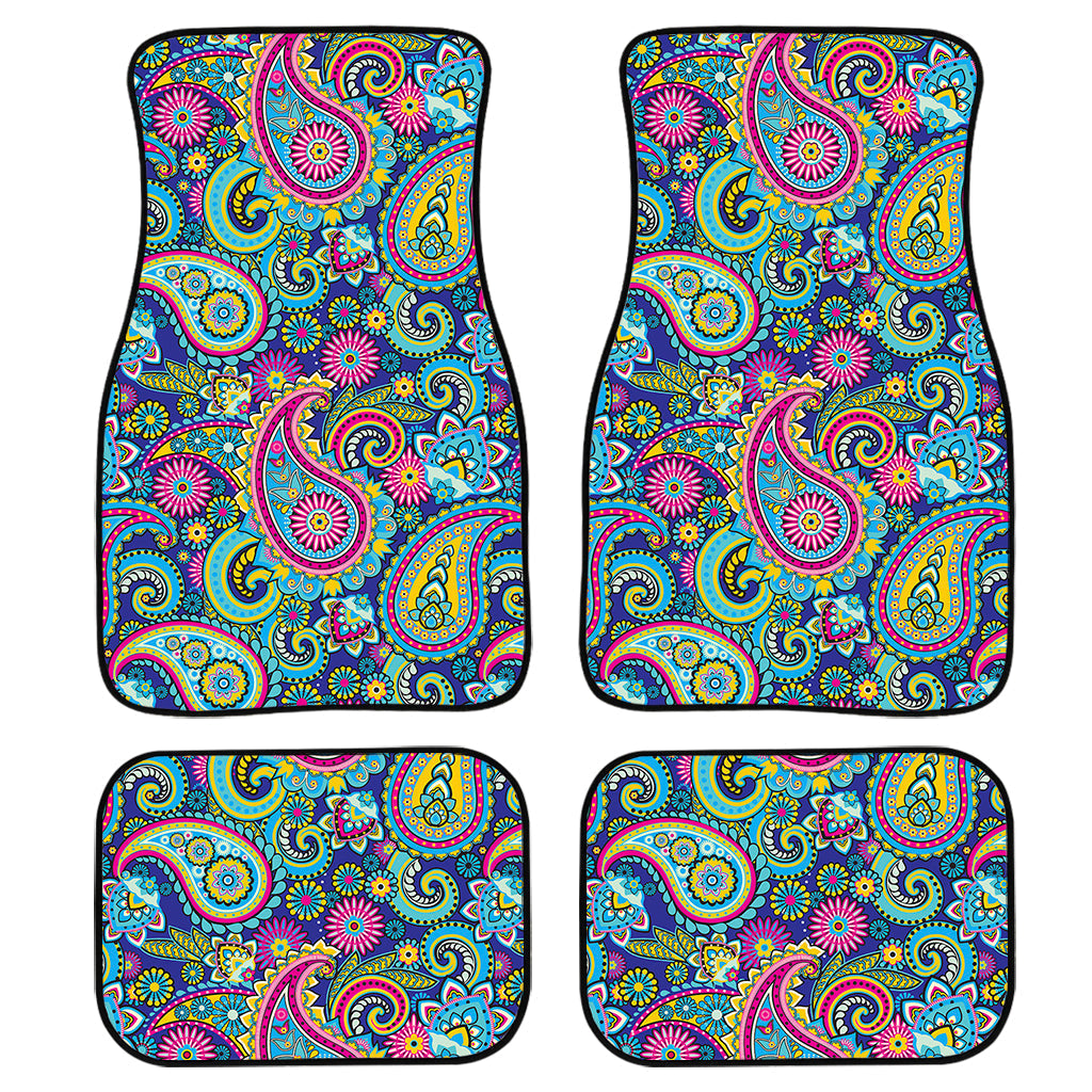 Colorful Paisley Pattern Print Front And Back Car Floor Mats, Front Car Mat