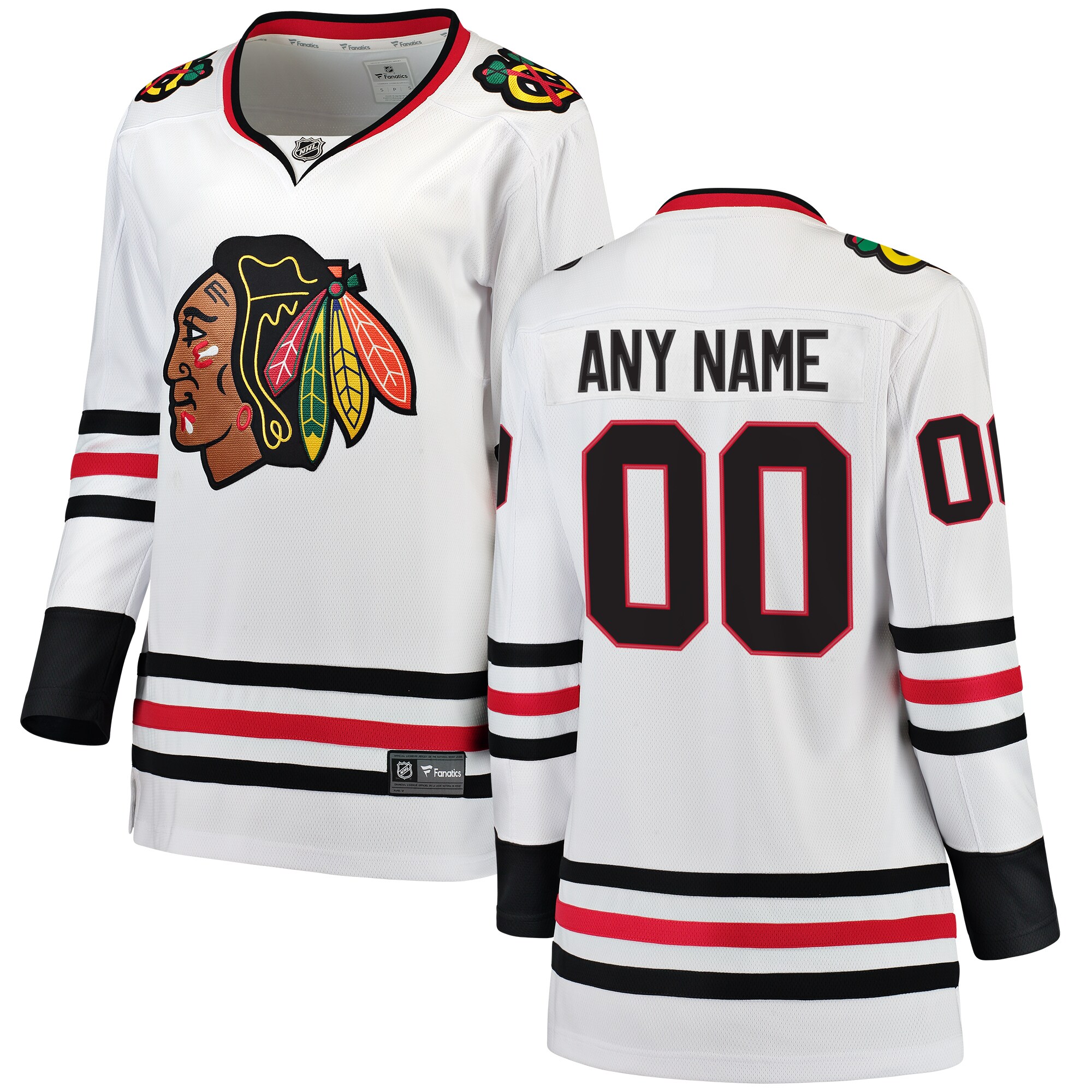 Women's Chicago Blackhawks White Away Breakaway Custom Jersey