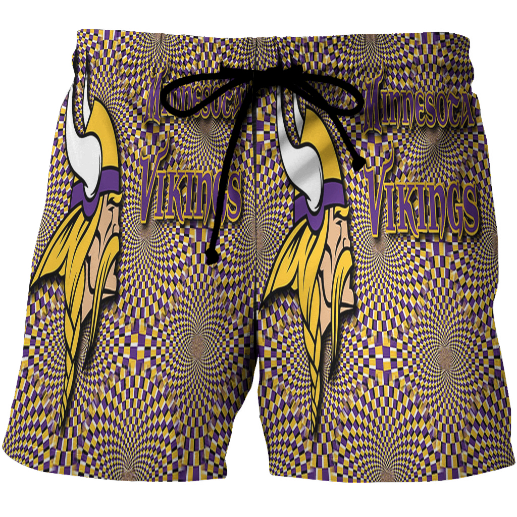 Minnesota Vikings Emblem V5 3D All Over Print Summer Beach Hawaiian Short