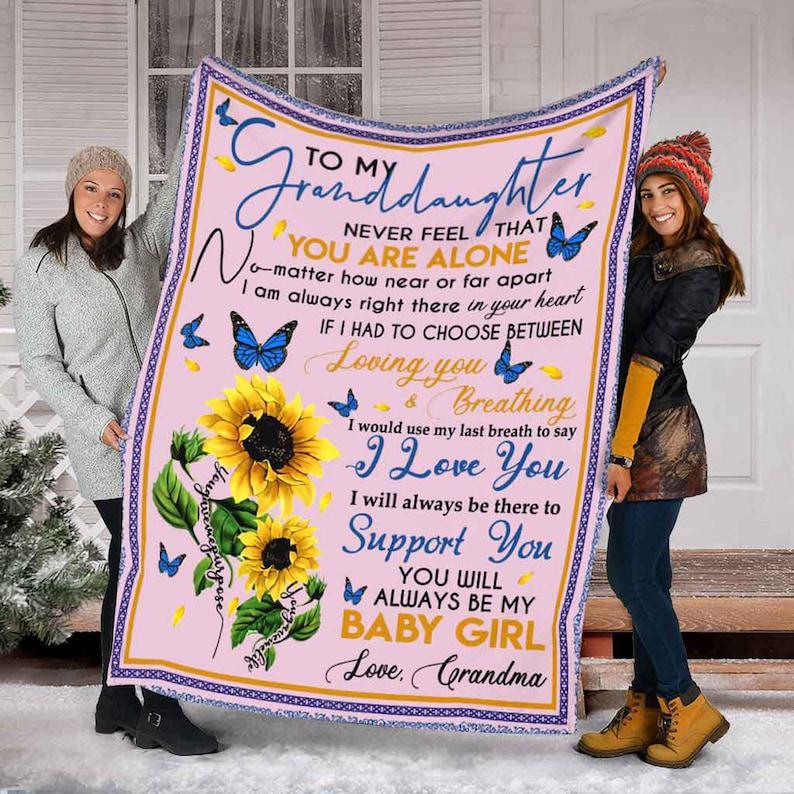 To My Granddaughter Blanket, I Had To Choose Between Loving You Breathing,Gift For Granddaughter Family Home Decor Bedding Couch Sofa Soft And Comfy Cozy