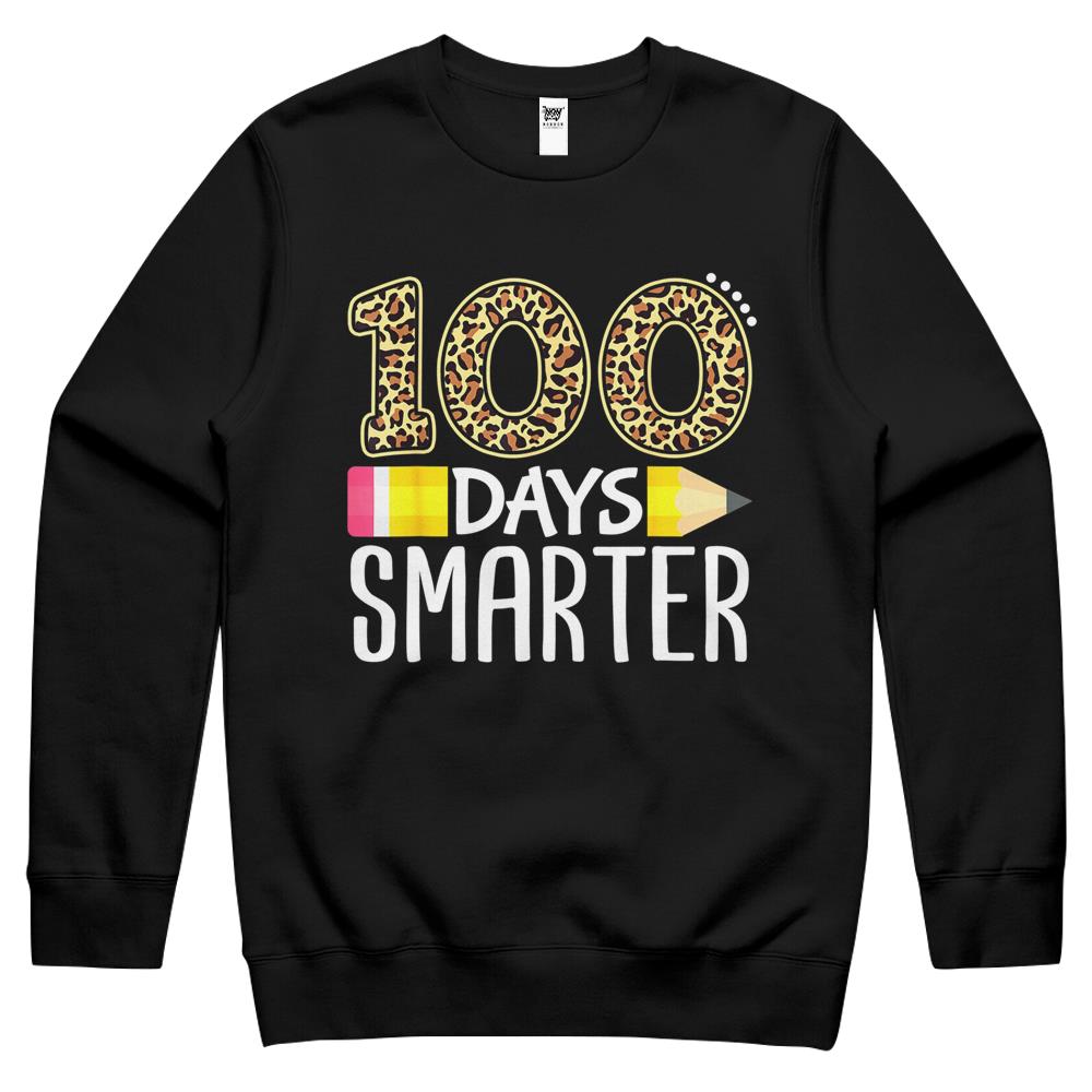 100 Days Smarter Teacher Or Student 100Th Day Of School Crewneck Sweatshirt