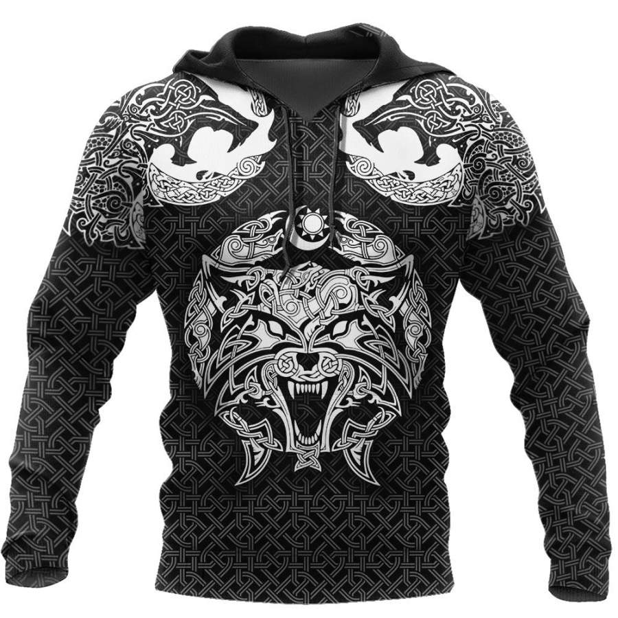 3D All Over Print Celtic Viking Wolf Hoodie NTN08252002