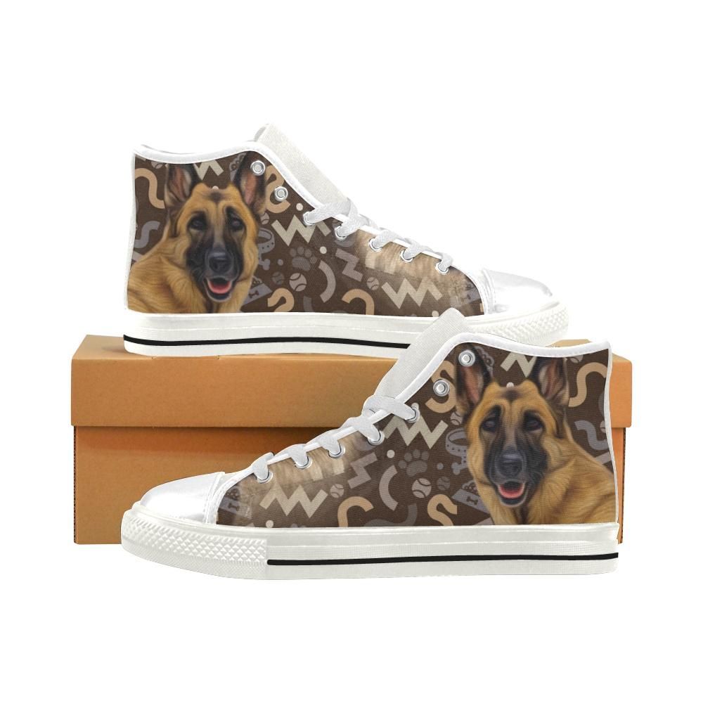 German Shepherd Lover White Men Classic High Top Canvas Shoes Design By TeeCowBoy Fashion