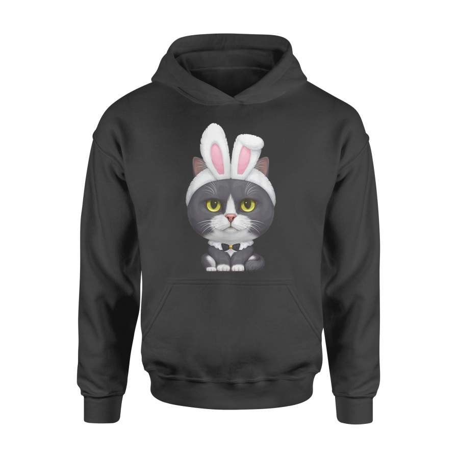 Black & White Cat in the Easter Bunny Costume – Standard Hoodie