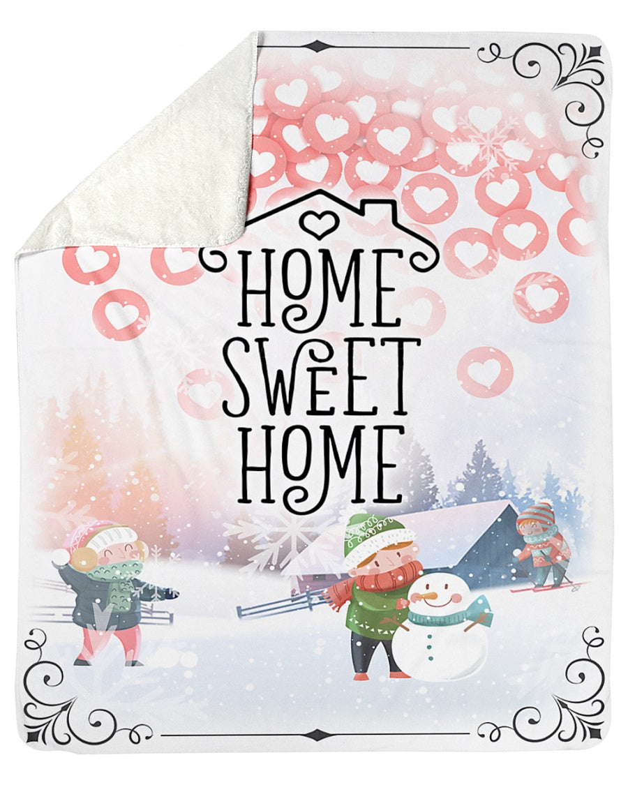 To My Children Home Sweet Home Snowman Children Sledding Family Fleece Blanket Gift For Girls Birthday Gift Christmas Gift Home Decor Bedding Couch Sofa Soft And Comfy Cozy