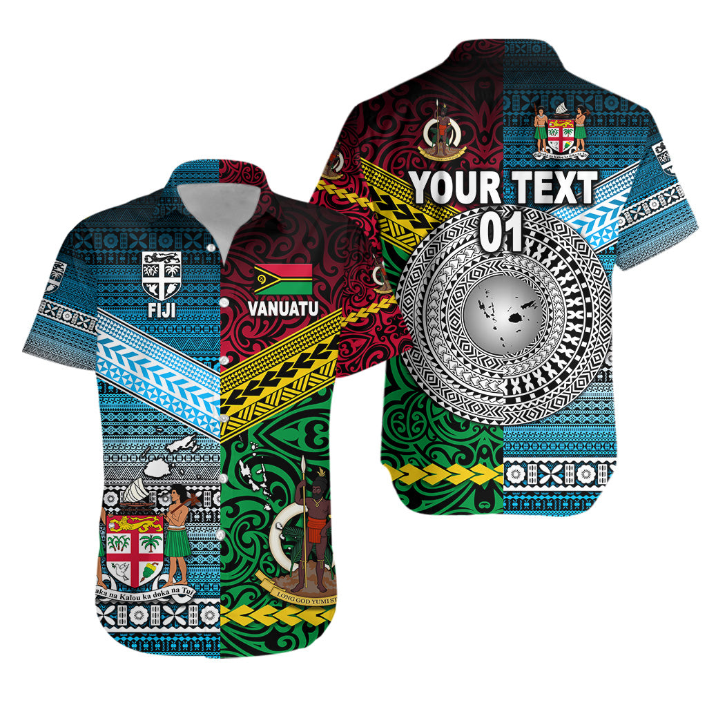 (Custom Personalised) Vanuatu And Fiji Hawaiian Shirt Together – Blue, Custom Text And Number Lt8