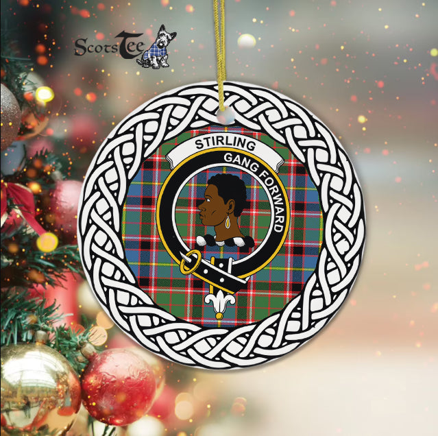 Stirling (Of Keir) Scottish Clan Tartan Crest Badge Plaid Ornament Gift. Christmas Tree Ornament Tartan Ornament Great Christmas Ornaments Gift