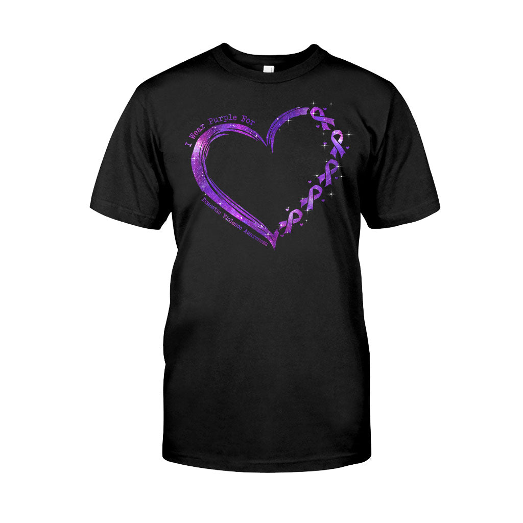 I Wear Purple For Someone I Love Heart – Domestic Violence Awareness Personalized T-Shirt And Hoodie