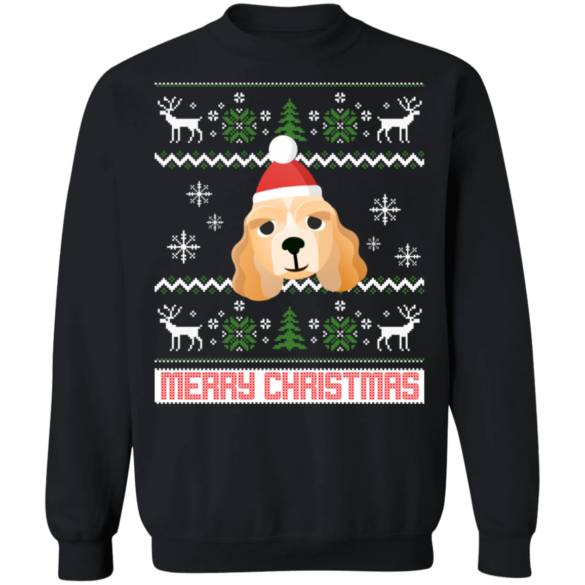 American Cocker Spaniel Santa Snow Ugly Christmas Sweater