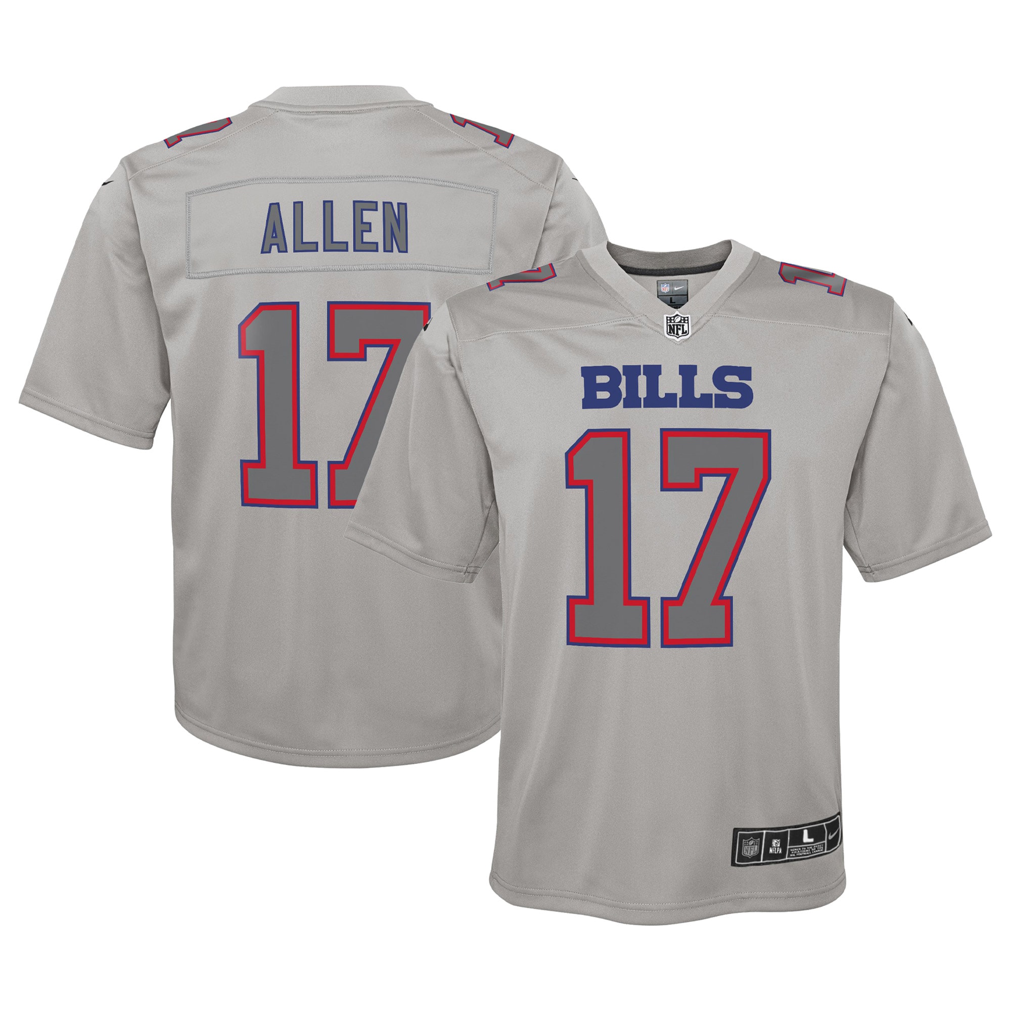 Youth Buffalo Bills Josh Allen Gray Atmosphere Game Jersey