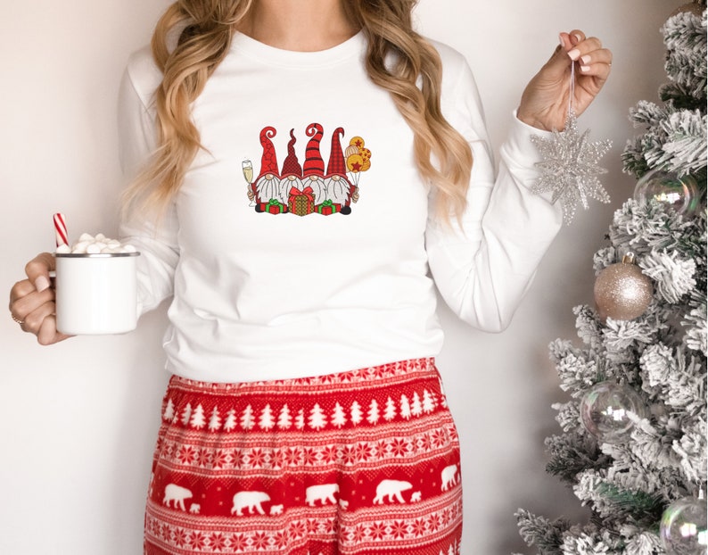 Gnomes Christmas Embroidered Sweatshirt 2D Crewneck Sweatshirt All Over Print Sweatshirt For Women Sweatshirt For Men Sws4486