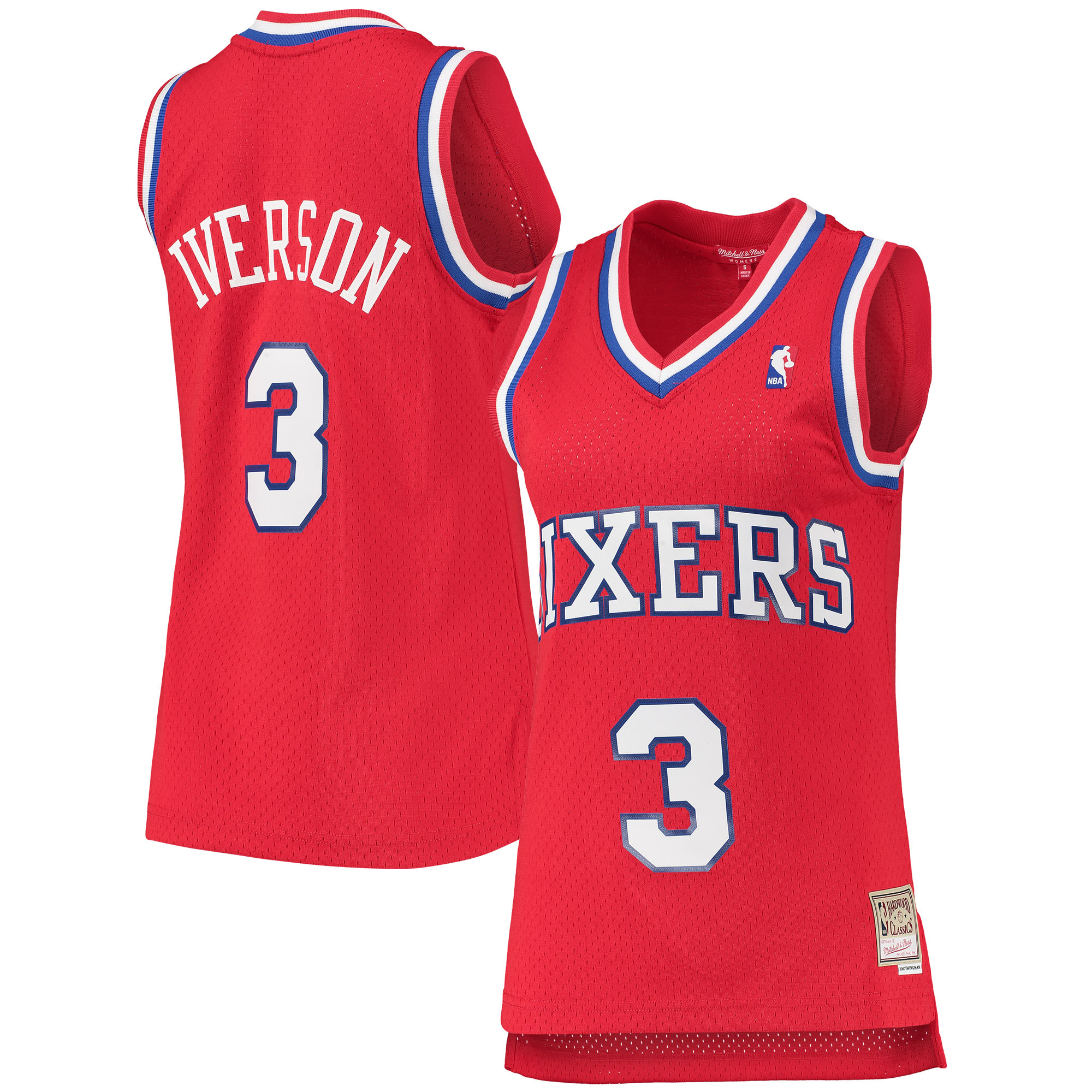 Women's Mitchell & Ness Allen Iverson Red Philadelphia 76ers 2002-03 Hardwood Classics Swingman Jersey