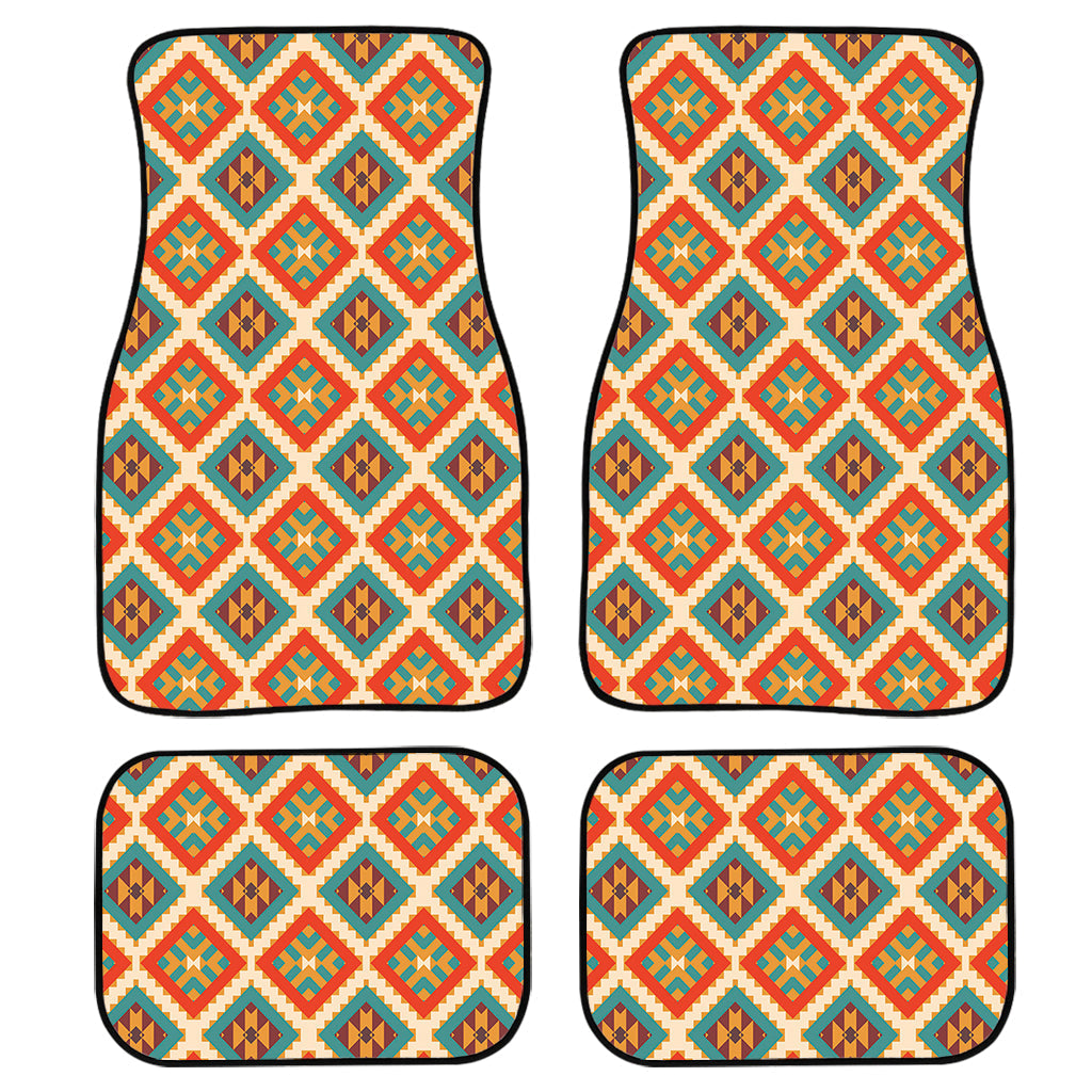 Ancient Geometric Navajo Print Front And Back Car Floor Mats, Front Car Mat