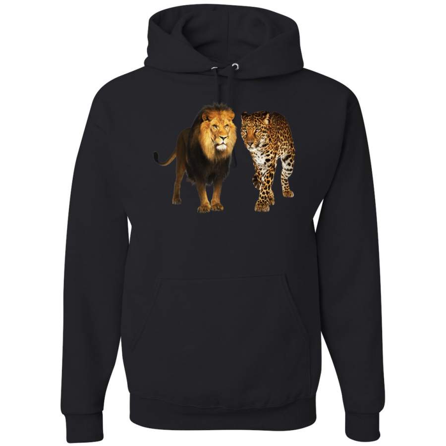 Wild African Lion and Cheetah Animal Lover Graphic Hoodie Sweatshirt