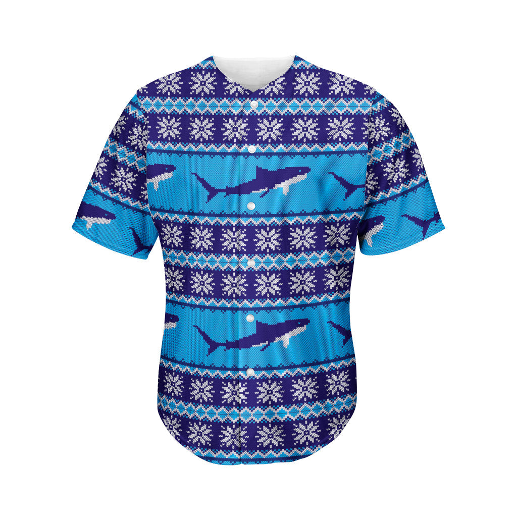 Shark Knitted Pattern Print Men’S Baseball Jersey 3D Print