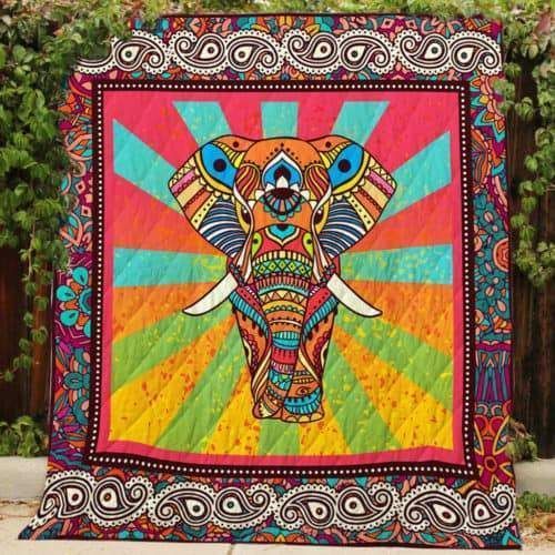 Animal  Colorful Elephant  Quilt Blanket