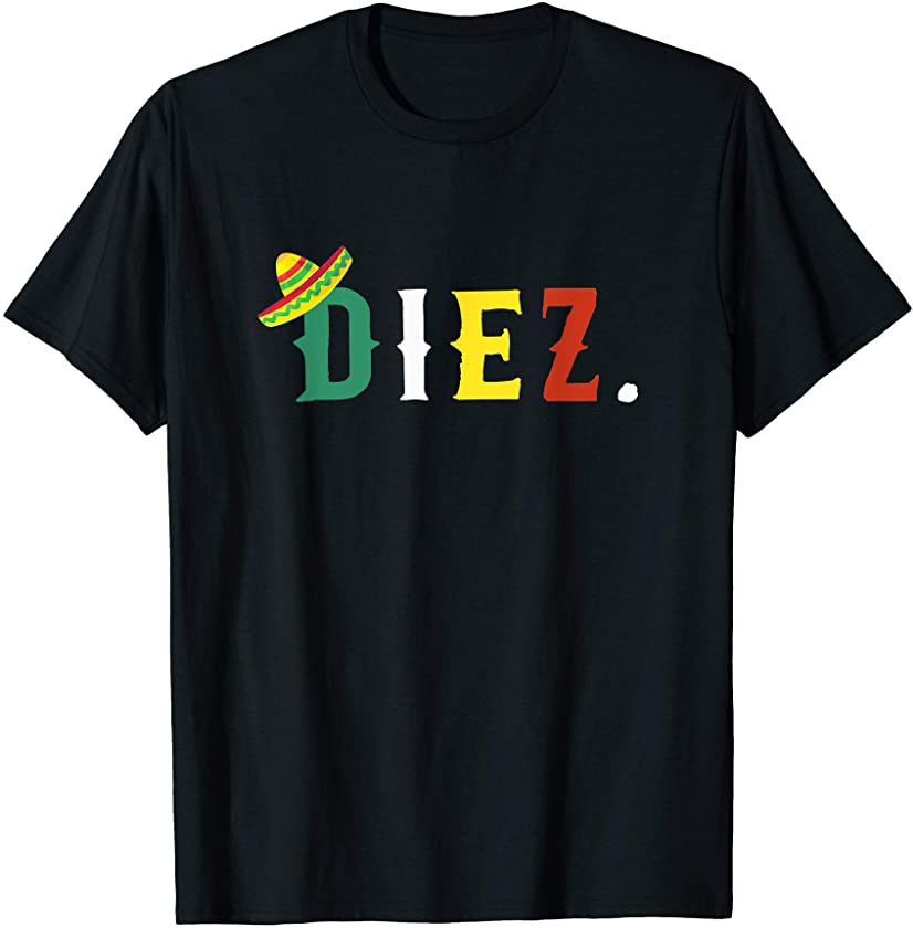 10 Year Old Mexican Fiesta Birthday Theme Diez Anos 10th T-Shirt