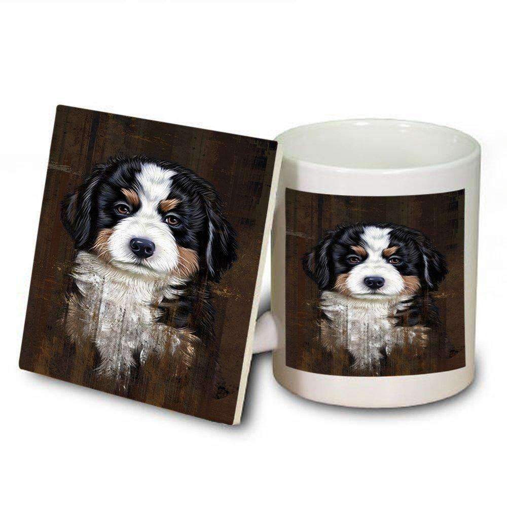 Rustic Bernese Mountain Puppy Mug And Coaster Set Muc48193