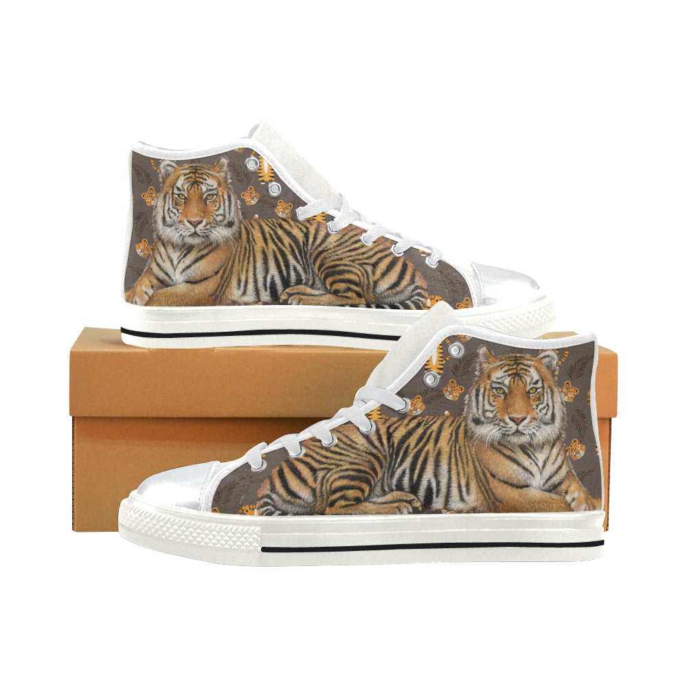 Tiger White High Top Canvas Women’s Shoes/Large Size