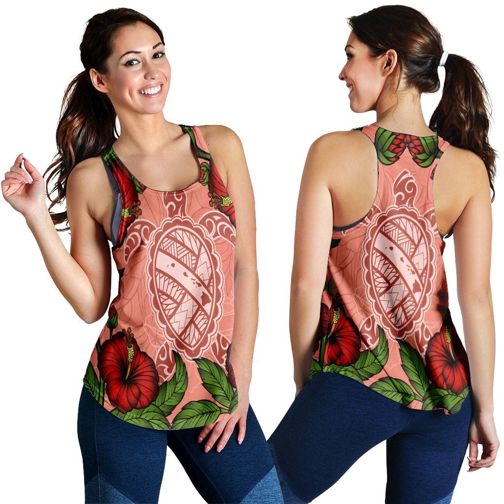 Hawaiian Turtle Hibiscus Pink Racerback Tank Fide Style Ha91536