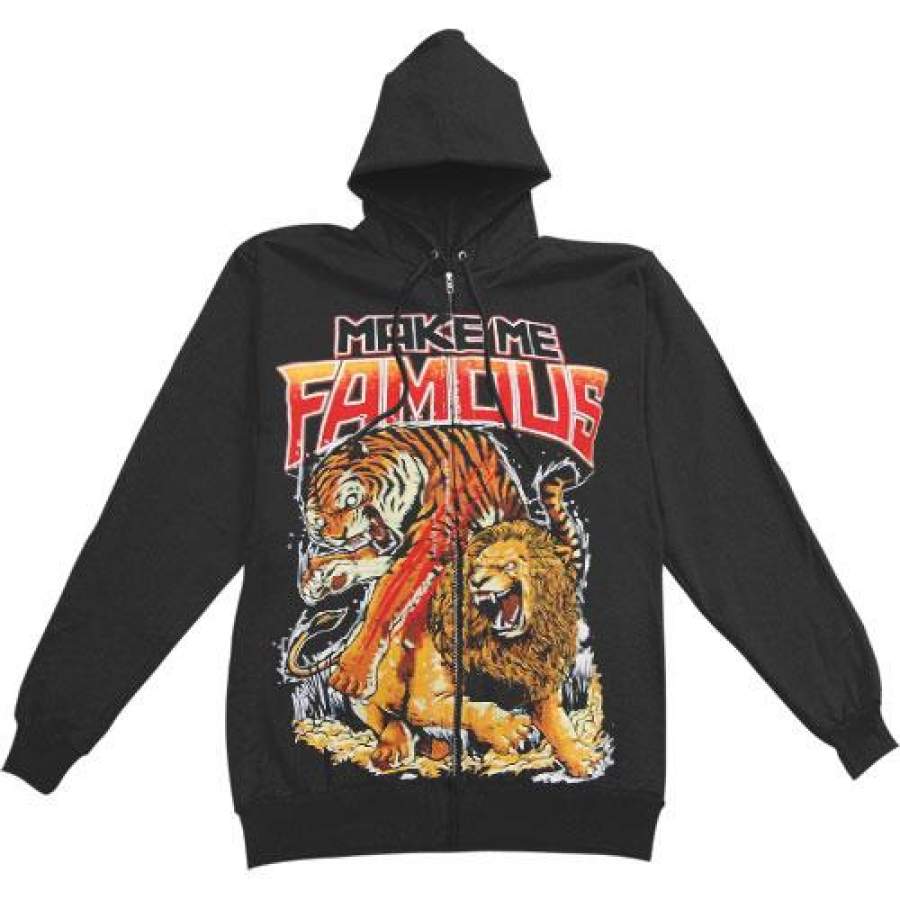 Tiger Lion Zippered Hooded Sweatshirt