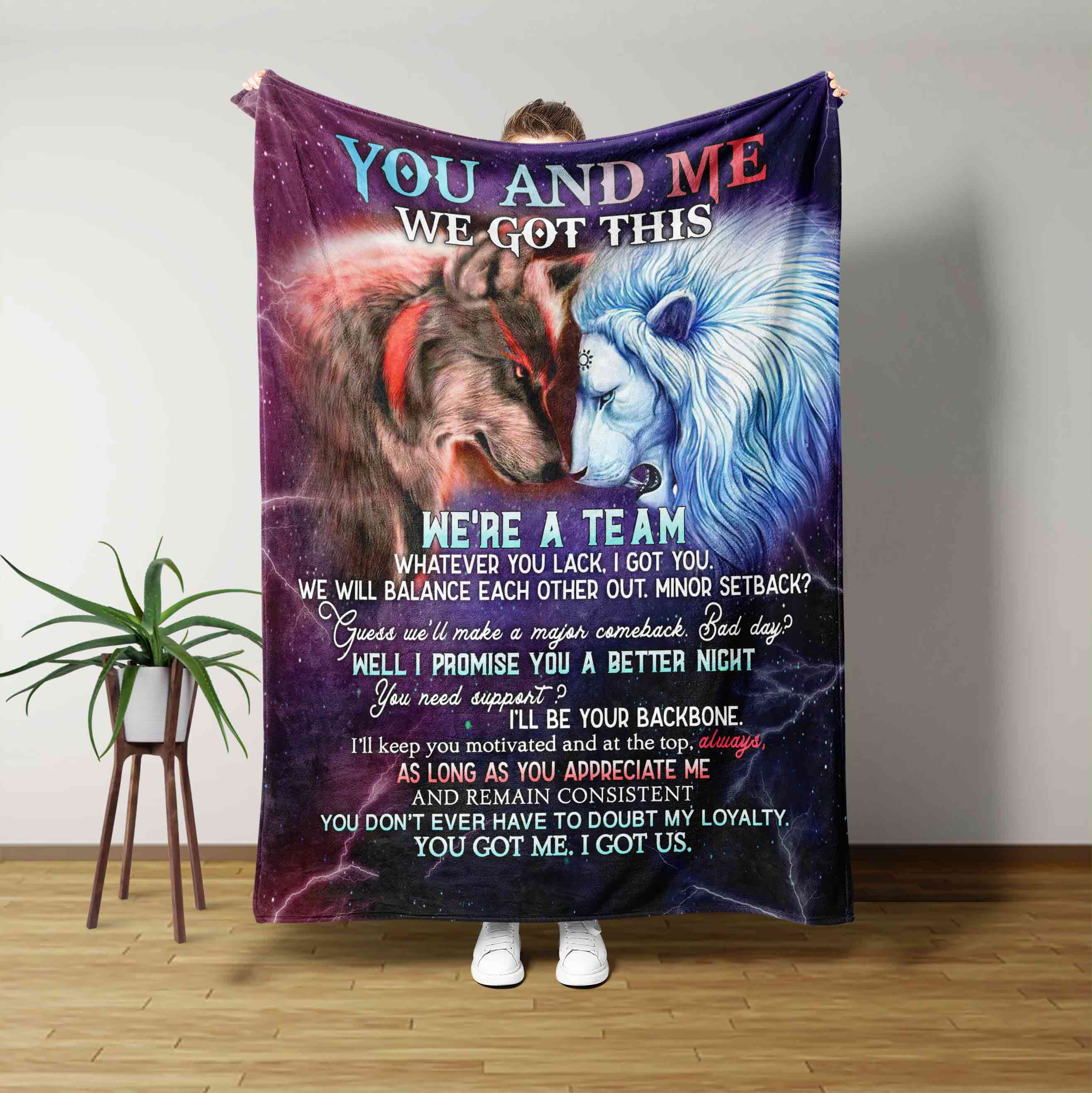 You And Me We Got This Blanket, Wolf And Lion Blanket, Blanket For Gift, We’Re A Team Blanket