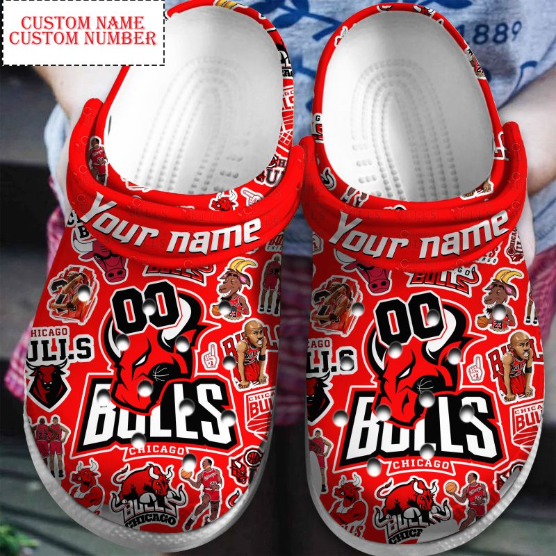 Chicago Bulls NBA Sport Crocs Clogs Crocband Shoes Custom Name For Men Women and Kids