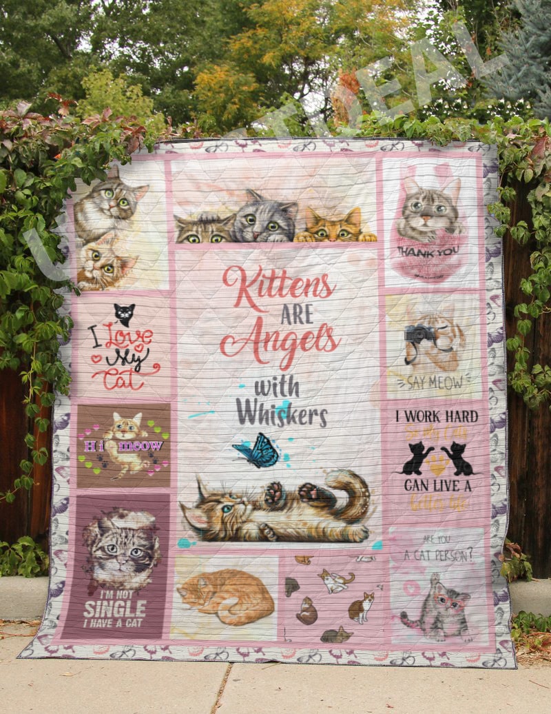 Cat Kittens Are Angels I Love My Cats Quilt Blanket