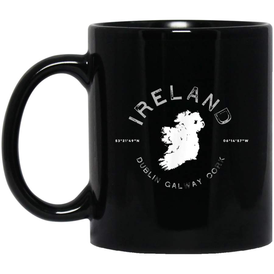 Ireland Map Dublin Galway Cork Graphic Vintage Retro Mug