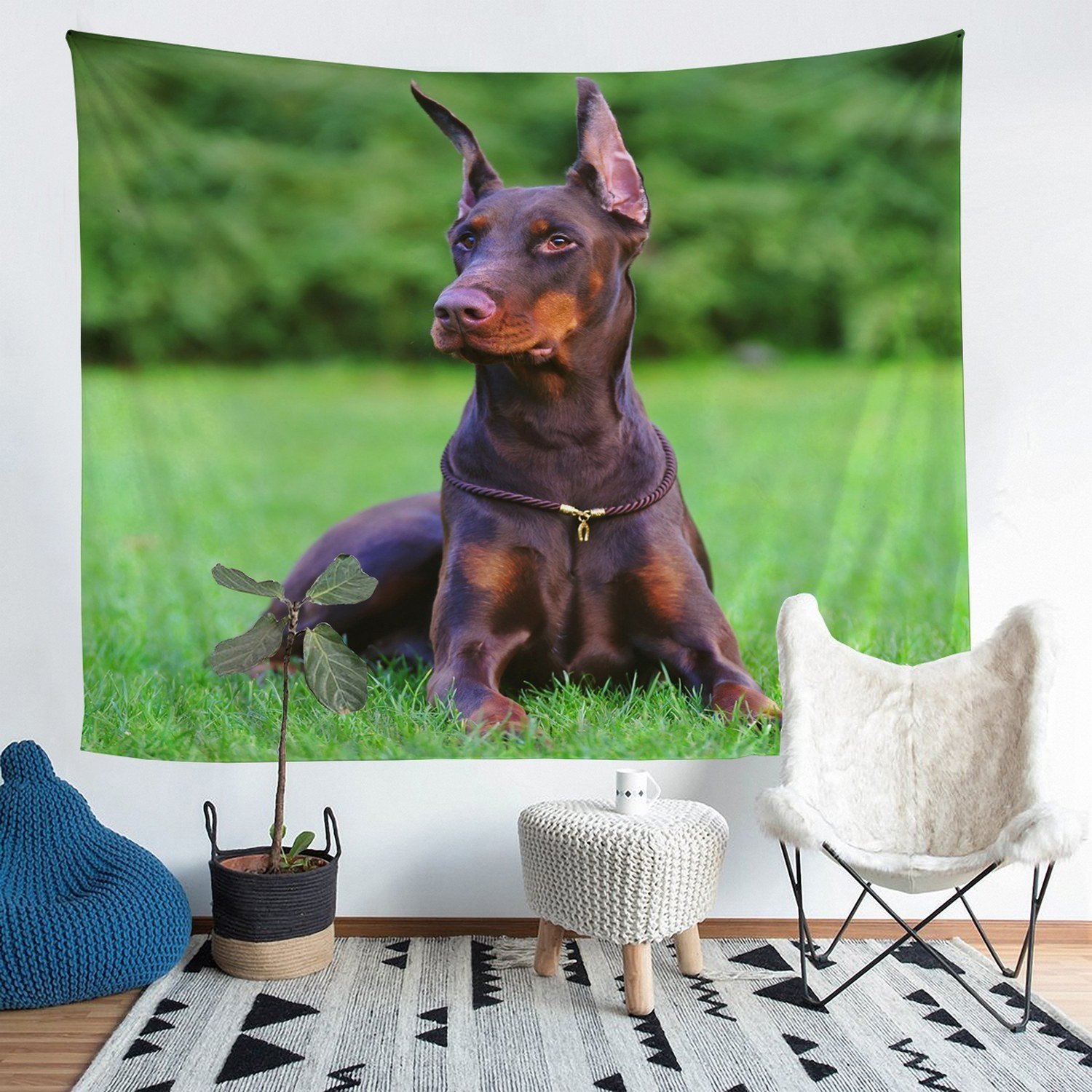 Dog Printed Wall Hanging Cute Pet Dog Tapestry 3D Animal Theme Wall Blanket for Children Kids Boys Girls Adults Microfiber Pet Dog Puppy Pattern Wall Art Room Decor Picnic Sheet