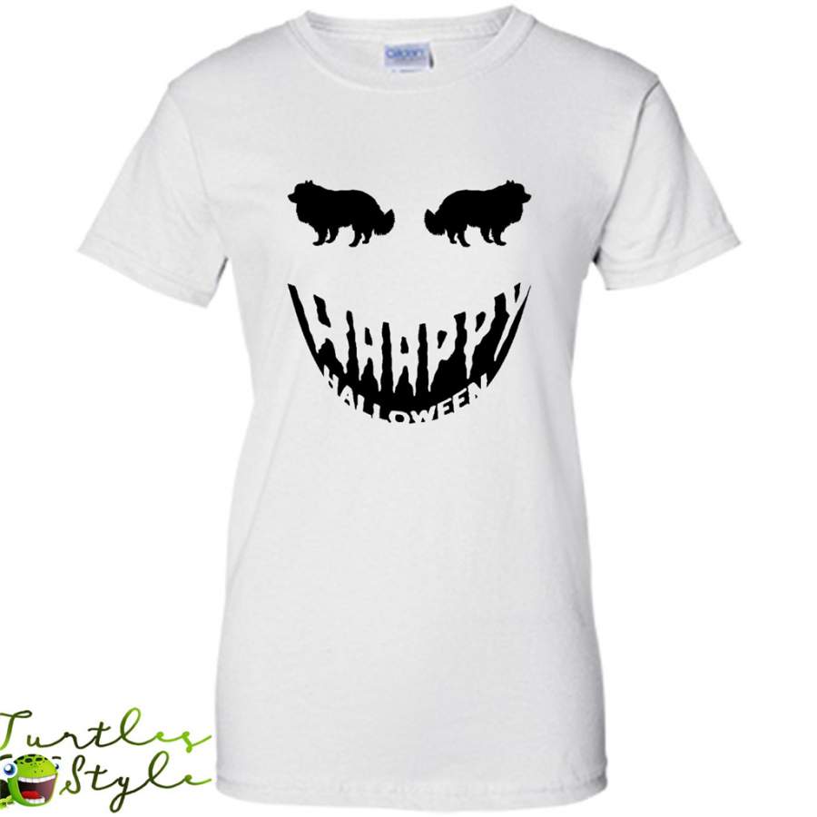 Happy Halloween, Small Pomeranian Dog Lover  – Gildan Women Shirt