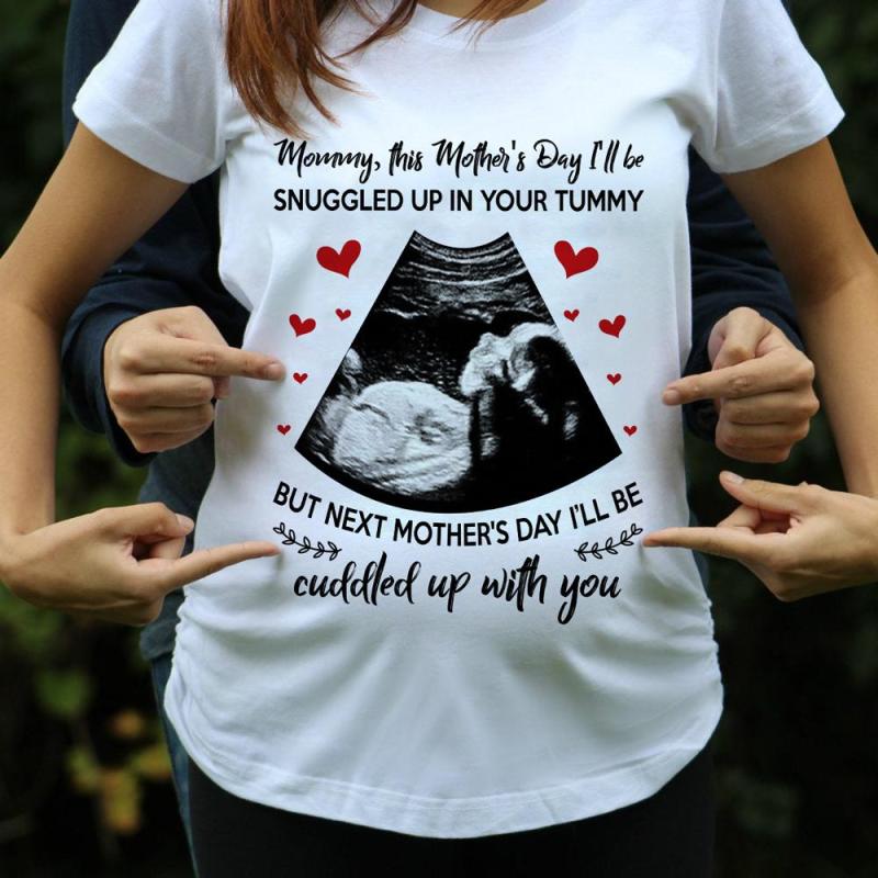 Personalized Ultrasound Mommy Snuggled T Shirt Gift For Mom To Be