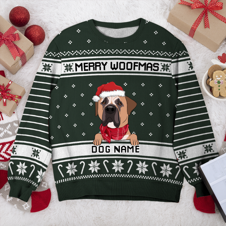 Boerboel Merry Woofmas Personalized Sweater, Dog Ugly Christmas Sweater