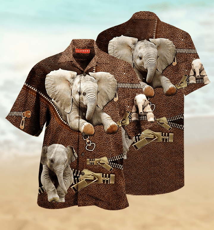 Beach Shirt Awesome Elephant Leather Pattern Unisex Hawaiian Aloha Shirts