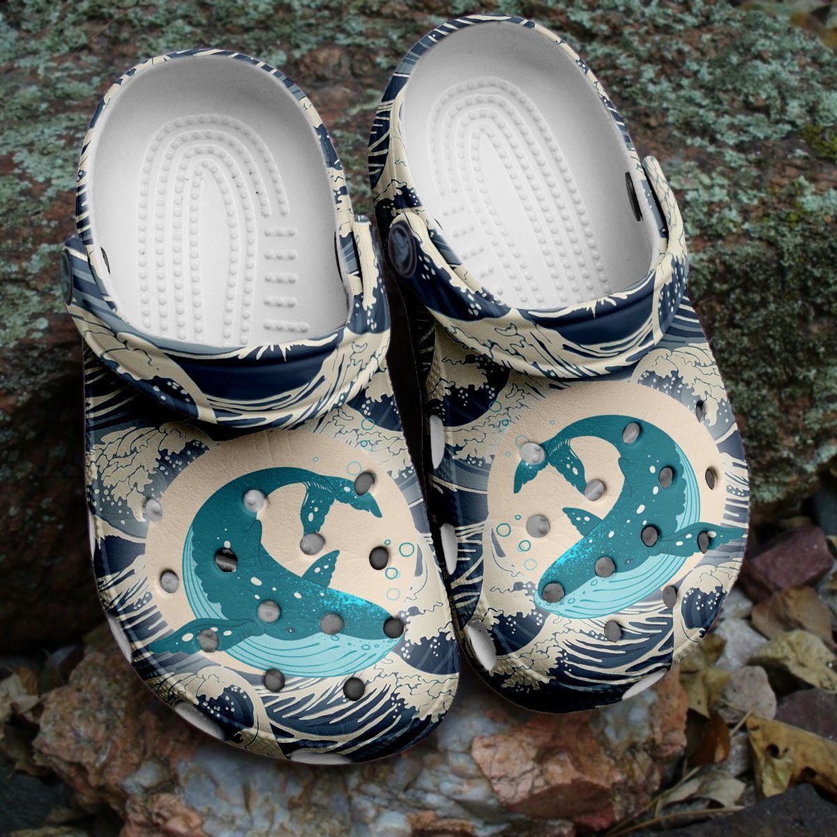 Waves Whale Graphic In The Ocean Gift For Lover Rubber Crocs Crocband ...