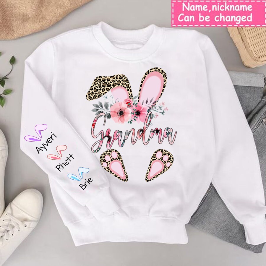 Custom Grandma Easter Sweatshirt, Bunny Nana Sweatshirt, Mimi Peeps Sweatshirt For Easter Day, Easter Gift, Gift For Grandma On Easter Day