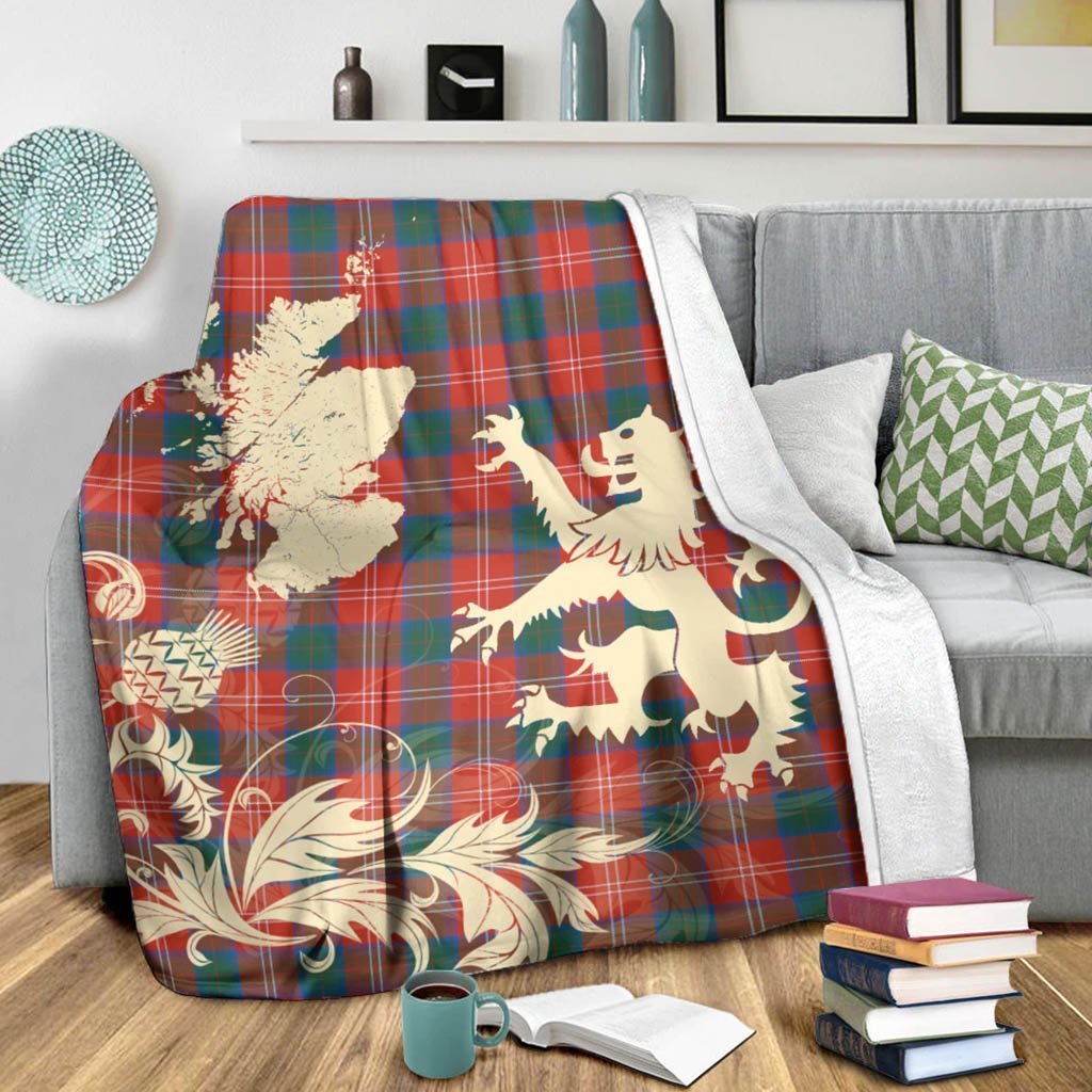 Tartan Blanket Chisholm Ancient Tartan Scotland Lion Thistle Map Plaid Blanket