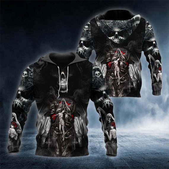 King Death Night Girl Skull 3D All Over Printed Us Unisex Size Hoodies