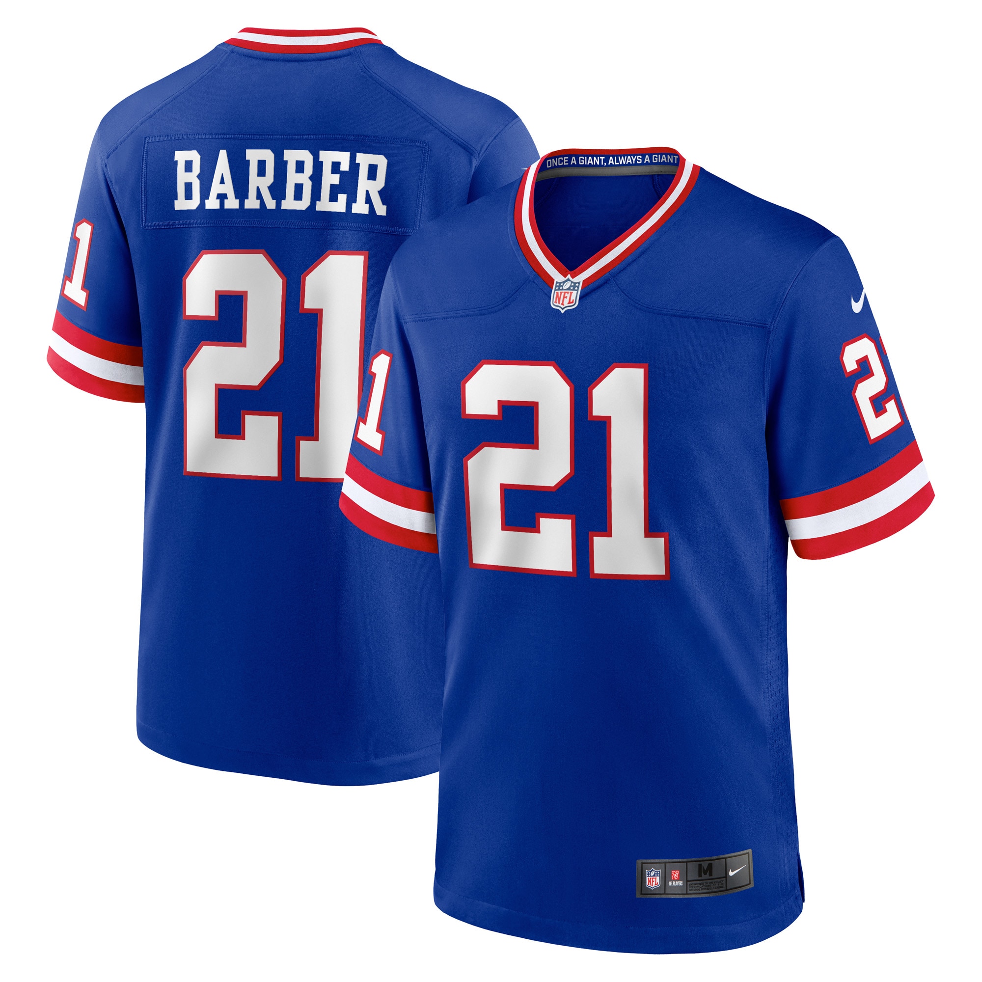 Tiki Barber New York Giants Classic Retired Player Game Jersey – Royal