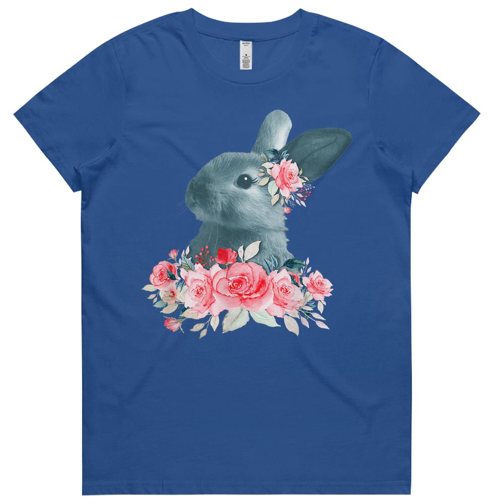 Beautiful Easter Bunny Vintage Floral Easter Womens Tshirts