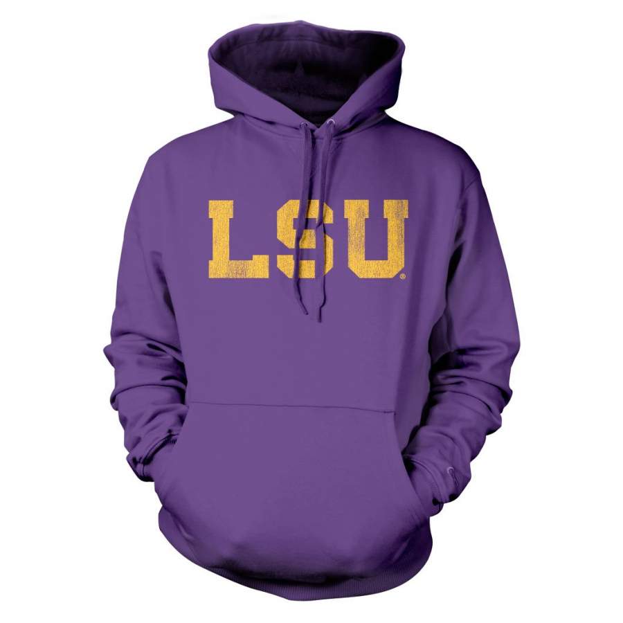 B&B Dry Goods LSU Tigers Athletic Block Fleece Pullover Hoodie – Purple