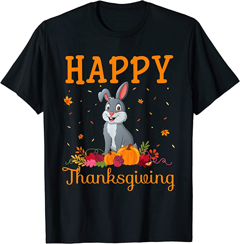 Retro Rabbit Happy Thanksgiving Matching Family Pajamas T-Shirt