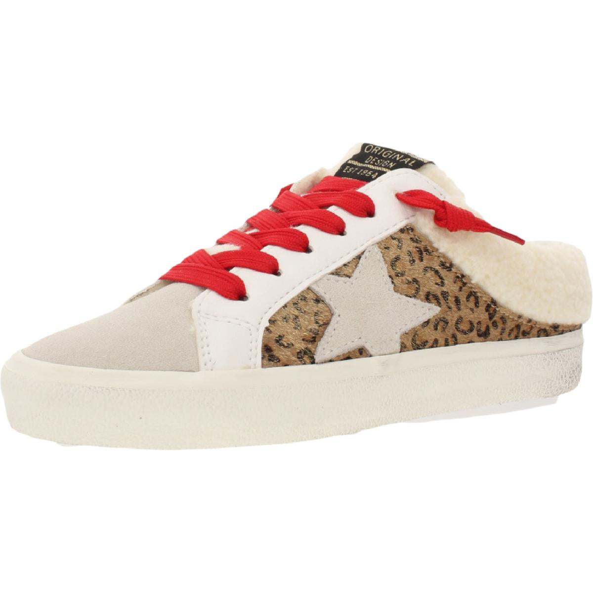 Zen Womens Leather Animal Print Slip-On Sneakers