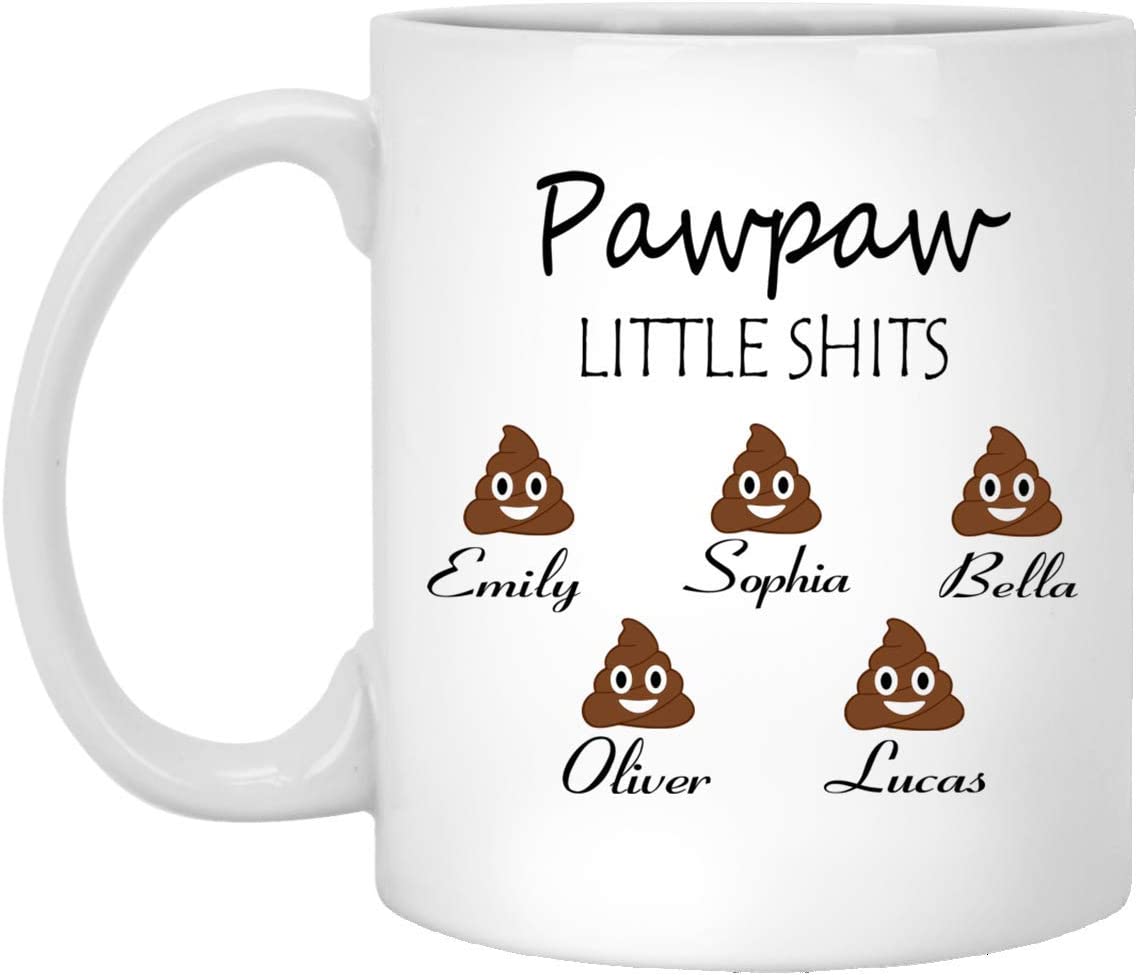 Pawpaw Gift Personalized – Pawpaw’S Little Shits – Pawpaw Funny Mug Customizable – Father’S Day Gift – Gift For Pawpaw – Pawpaw’S Birthday 15Oz