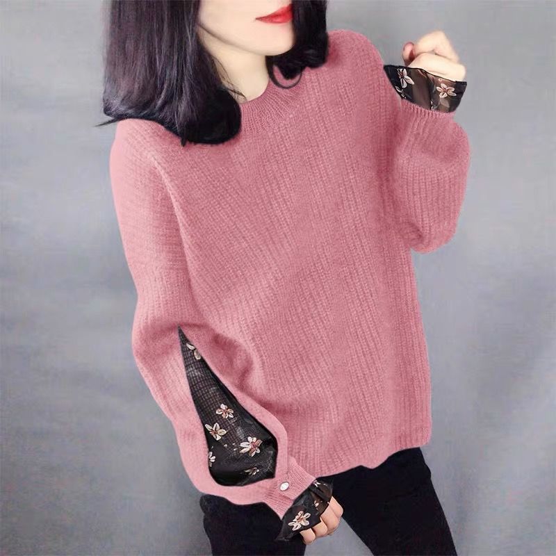 2020 autumn and winter new round neck loose mesh sweater bottoming sweater thickening fashion Joker sweater woman alx